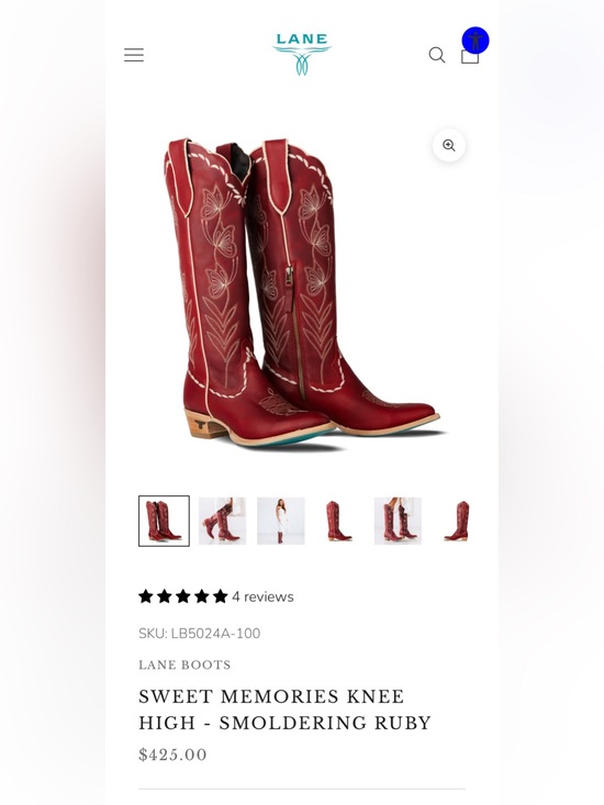 Lane boots Shoes - LANE Sweet Memories Smoldering Ruby Knee High Western Boots Size 8 BNWT Box